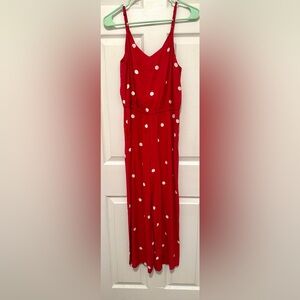 Loft Polka Dot Jumpsuit Red XSmall